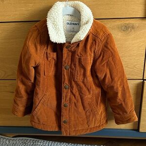 Old Navy Kids Jean Jacket - Rust Orange with Sherpa Collar